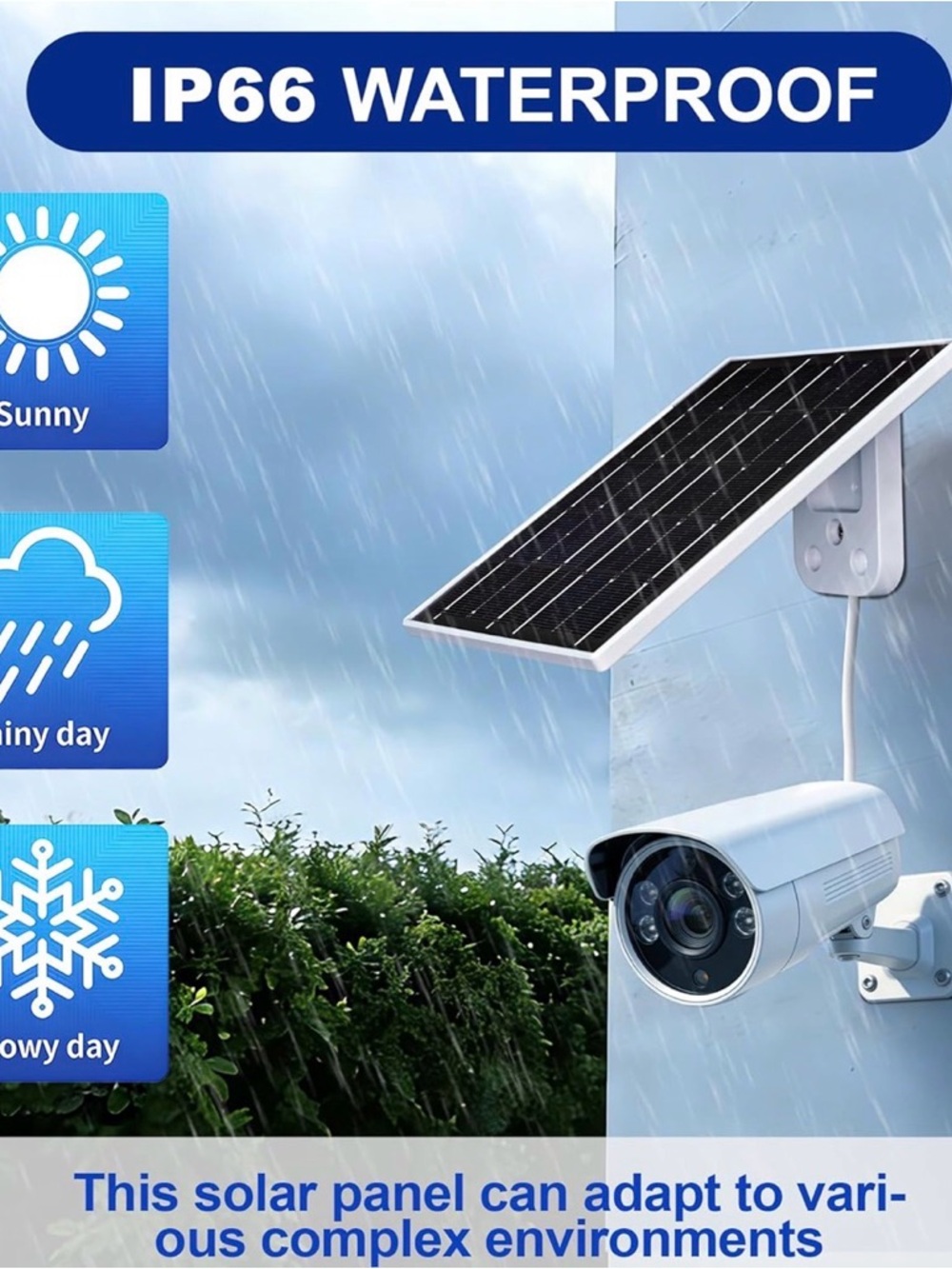 Outdoor Solar Security Camera with Panel - White